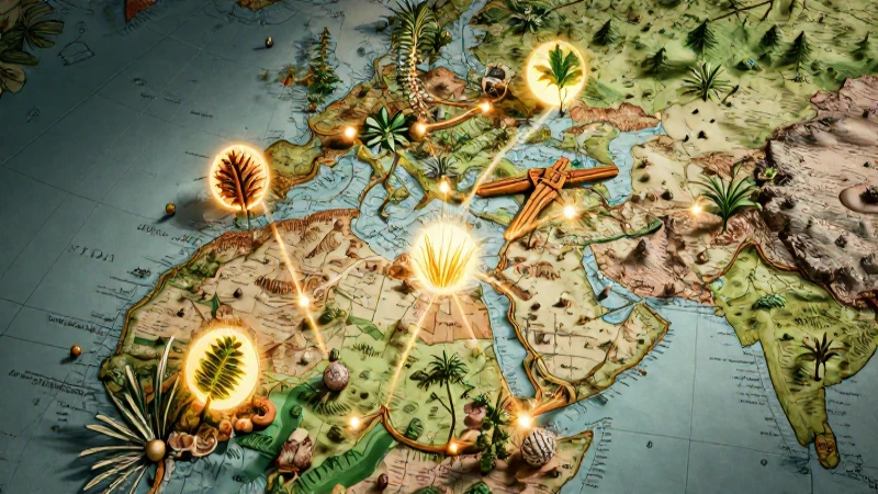 Mapa vintage detallado con elementos botánicos