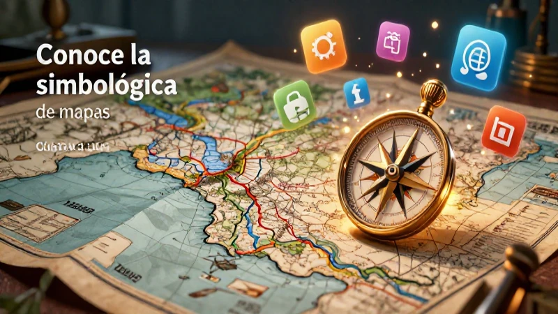 Conoce la Conoce simbología de mapas: guía esencial 3 Mapa educativo con símbolos y brújula