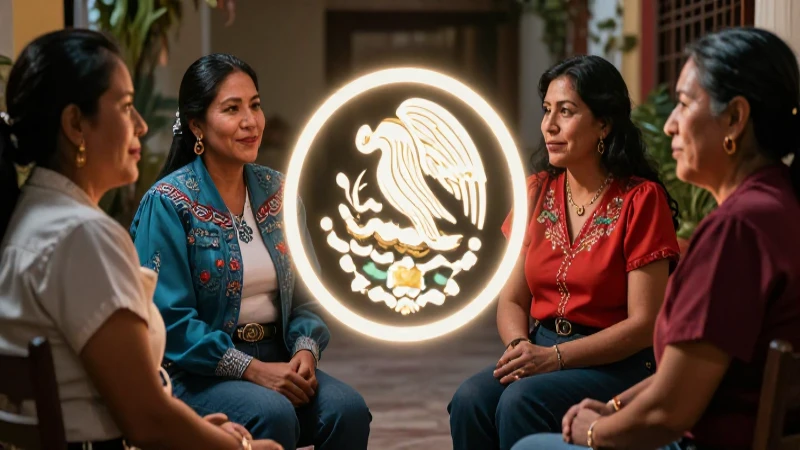 Conversación mexicana vibrante con símbolo icónico