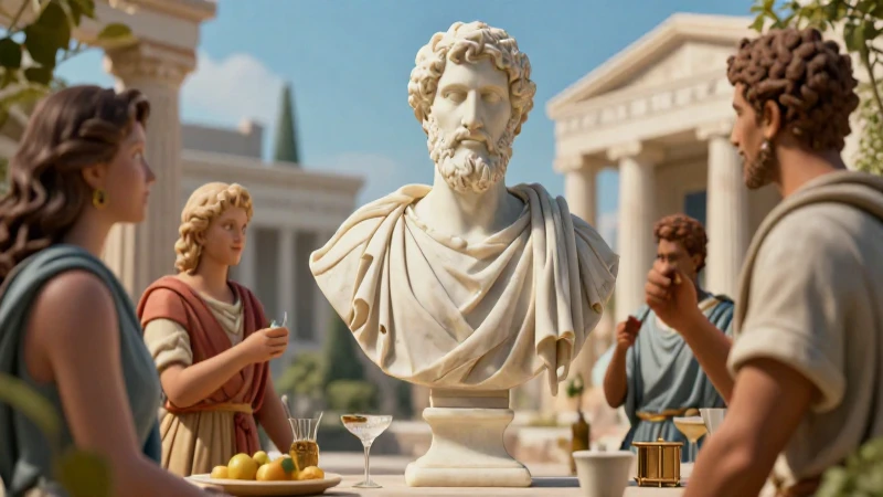 Ilustración educativa hyperrealista de la Antigua Grecia