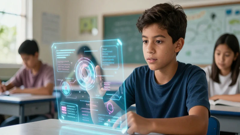 Estudiante mexicano interactúa con holograma educativo