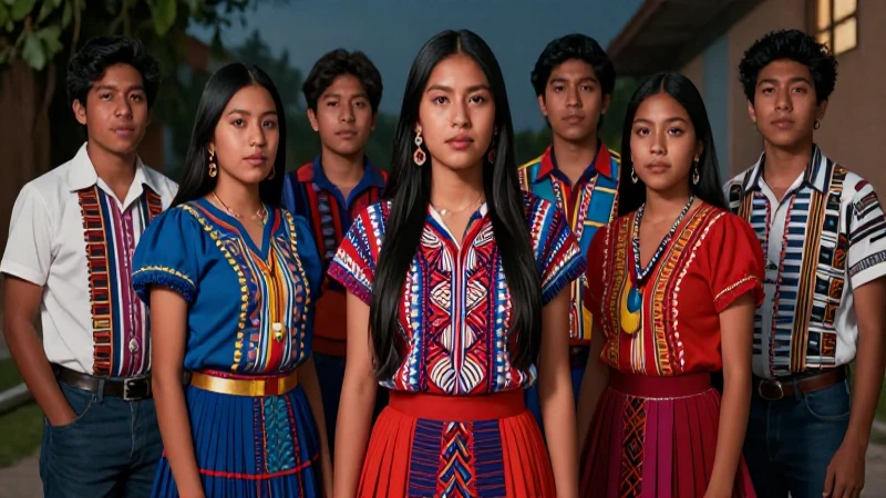 Sincretismo: Definición, Tipos, Características y Ejemplos 6 Grupo estudiantil mexicano con estética de la Nueva Escuela Mexicana