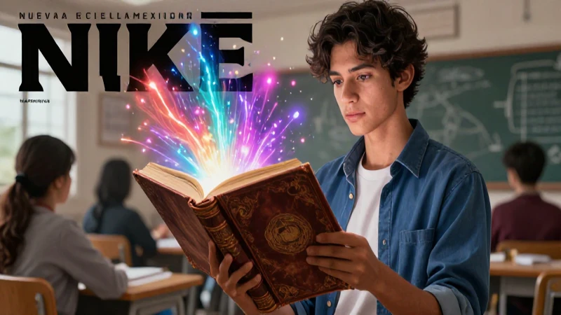 Erudito joven lee libro antiguo con luz vibrante