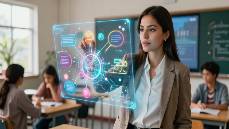Maestra mexicana interactúa con hologramas educativos