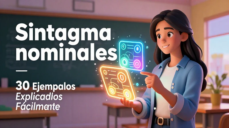 Ilustración educativa de sintagmas nominales detallados