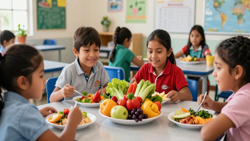 Niños guatemaltecos sonríen en clase vibrante y moderna