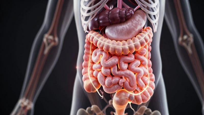 Ilustración 3D vibrante del sistema digestivo