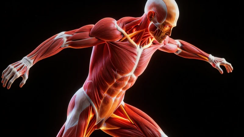 Músculo humano dinámico e intenso en 3D