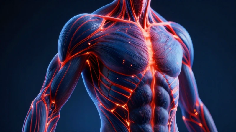 Detalle muscular, iluminación científica, energía contrastante y vibrante