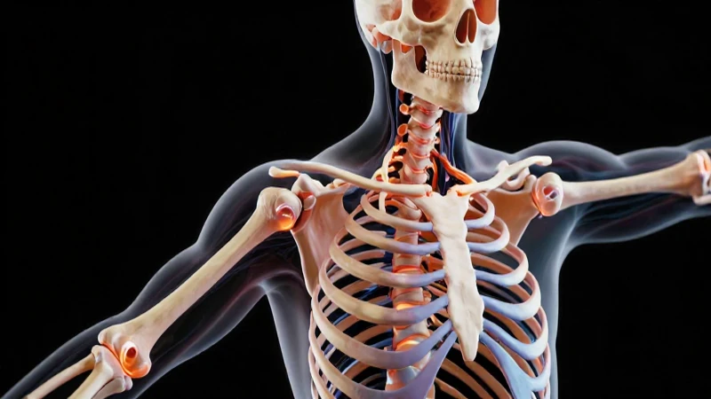 Es una ilustración 3D de un esqueleto humano detallado