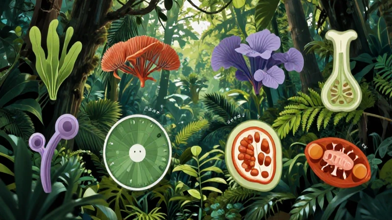 Ilustración científica realista de especímenes biológicos