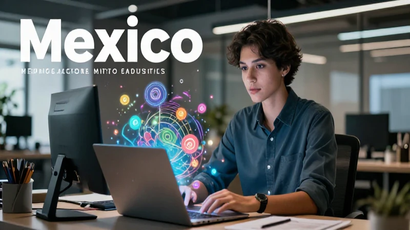Educador joven con estética profesional mexicana y tecnología