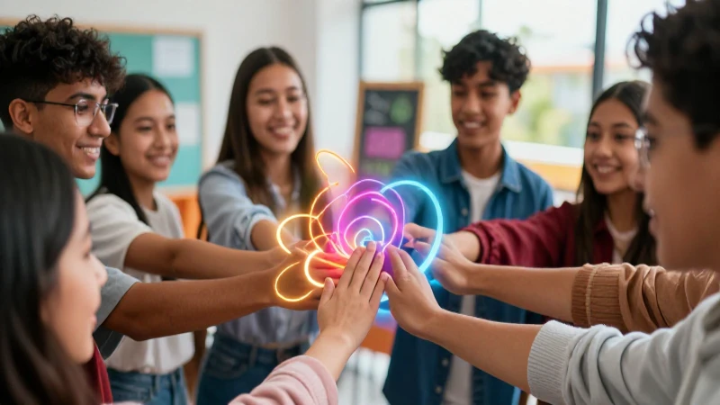 Estudiantes colaboran en un entorno escolar moderno