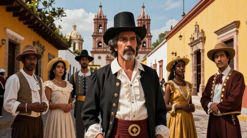 Conoce la Sociedad del Virreinato: historia, cultura y legado 3 Ilustración vibrante de Colonia con figuras históricas