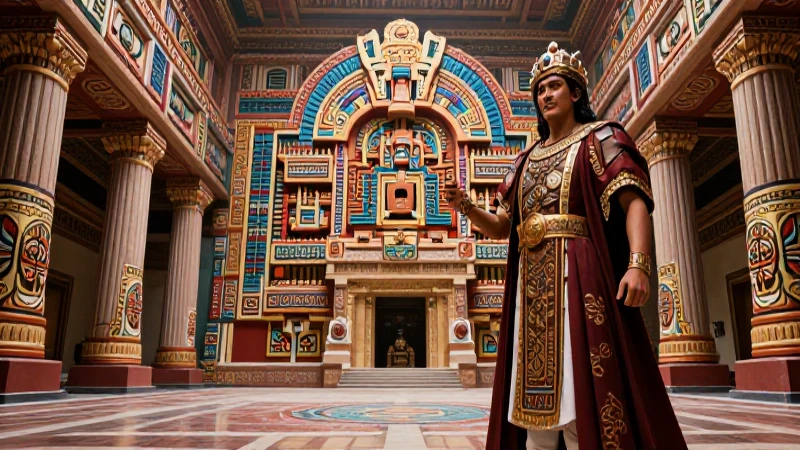 Poderoso líder Mexica en grandiosa ceremonia azteca