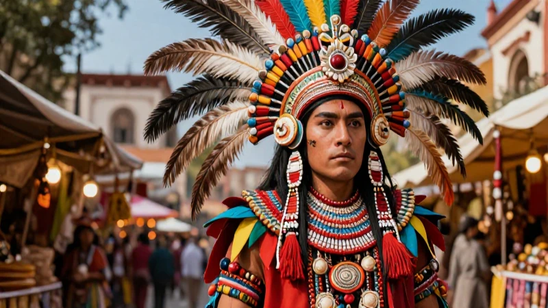 Noble Mexica en esplendor ceremonial de Tenochtitlan