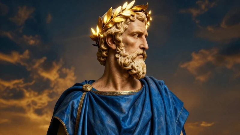 Sócrates en chiton, iluminación dorada y laurel