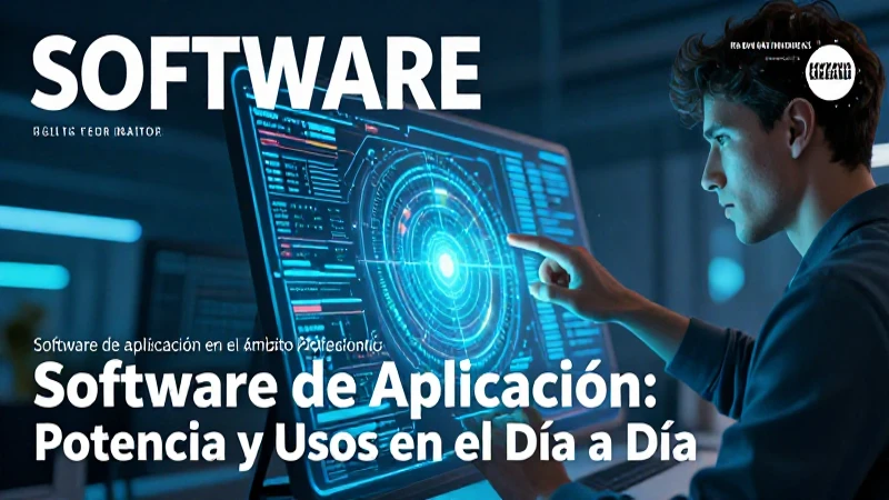 Software profesional con interfaz holográfica moderna