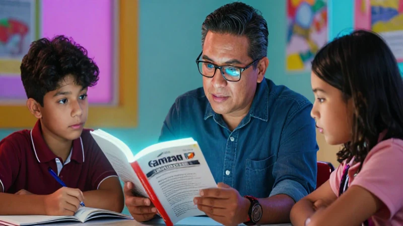 Ilustración profesional de guía educativa mexicana