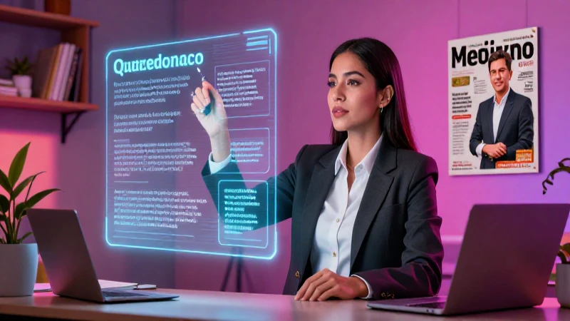 Educador mexicano con holograma interactivo y ambiente vibrante
