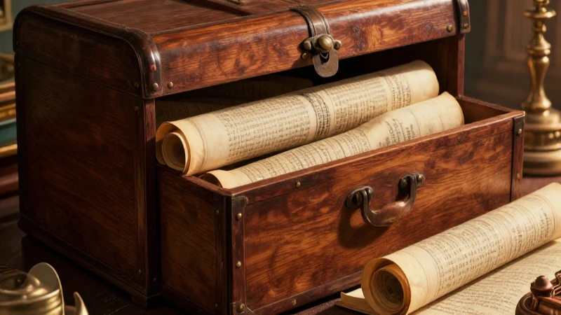 Caja de archivo antigua con elementos dramáticos