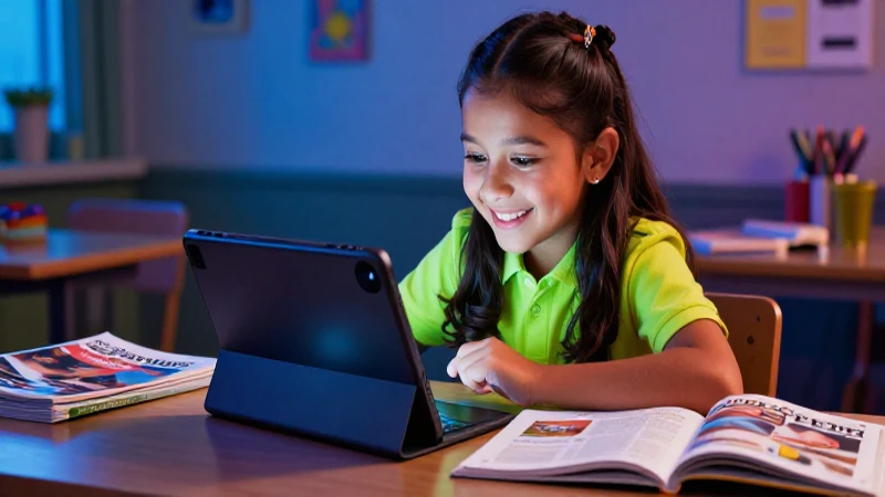 Estudiante vibrante enfocado en aprendizaje digital