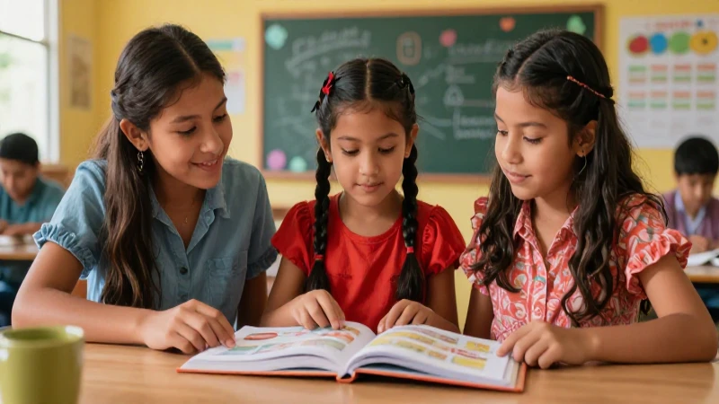 Ambiente educativo vibrante con familia mexicana