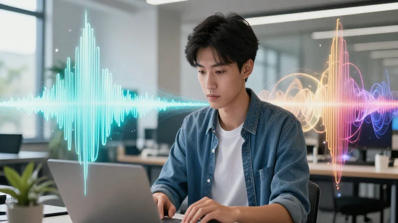 Estudio moderno con visualización de ondas sonoras