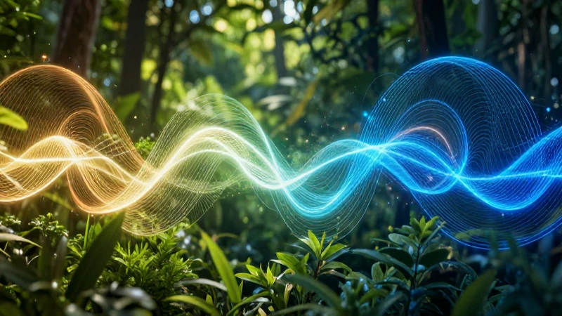 Arte digital futurista que fusiona naturaleza y tecnología