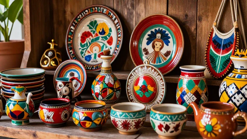 Artesanía mexicana vibrante con estética de revista premium