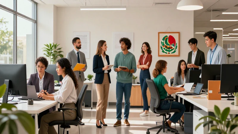 Staff: Definición, concepto y su importancia en empresas 6 Profesionales colaborando en oficina moderna y mexicana