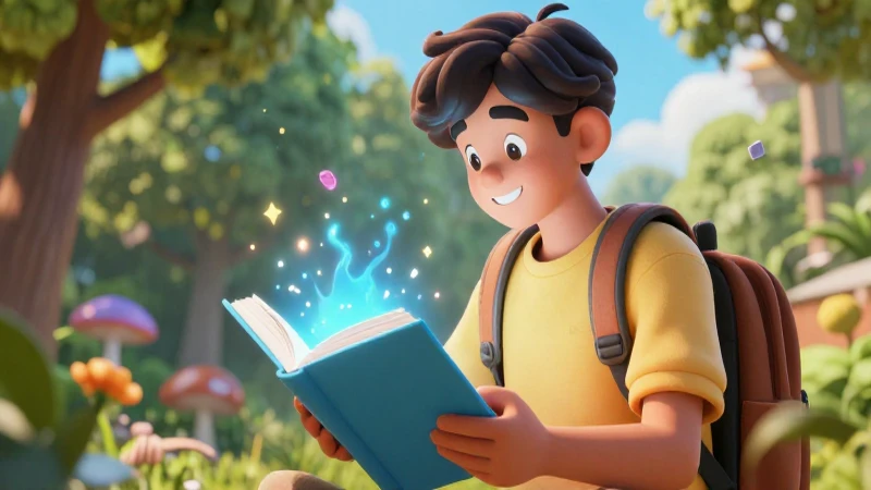 Joven creativa interactúa con un mágico libro digital