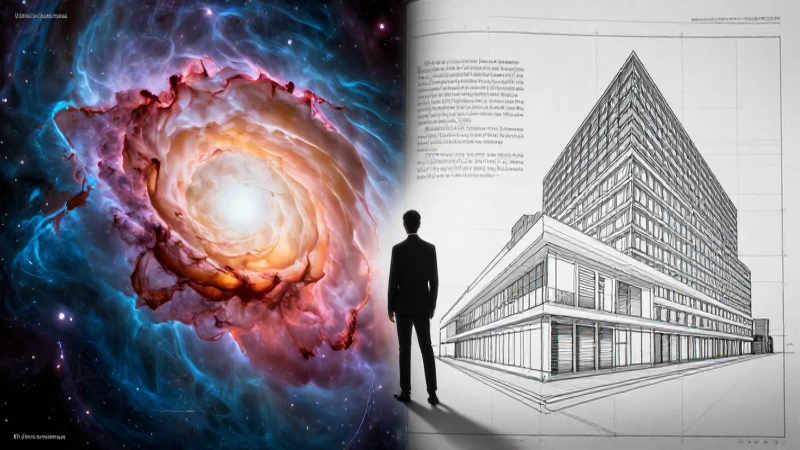 Persona entre nebulosa vibrante y diseño