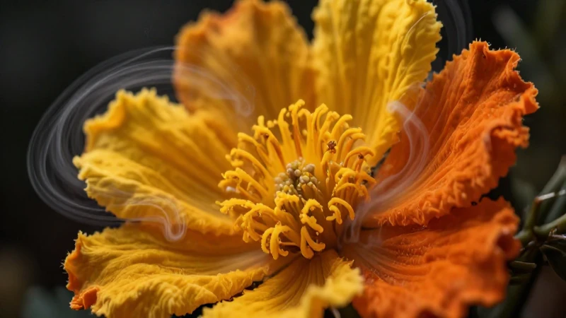 Sublimación: 15 Ejemplos Que Deberías Conocer Hoy Mismo 7 Flor de azufre vibrante con cristales de vapor
