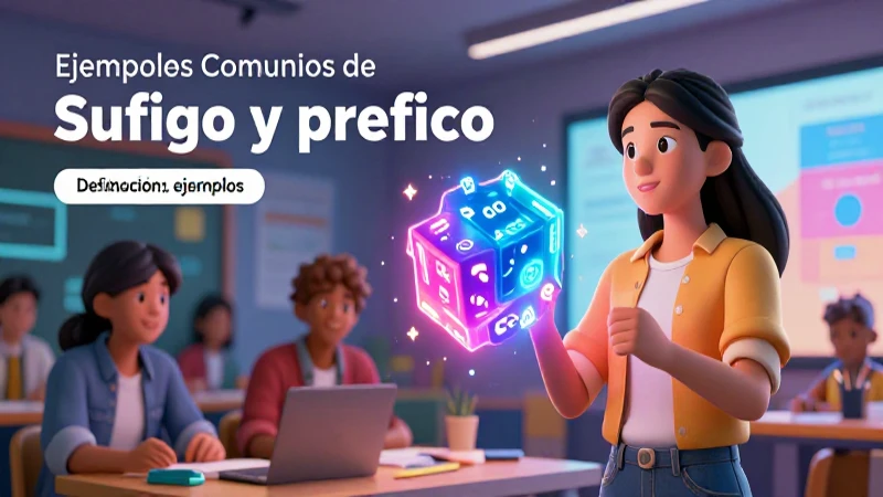 Ilustración de prefijos y sufijos educativa
