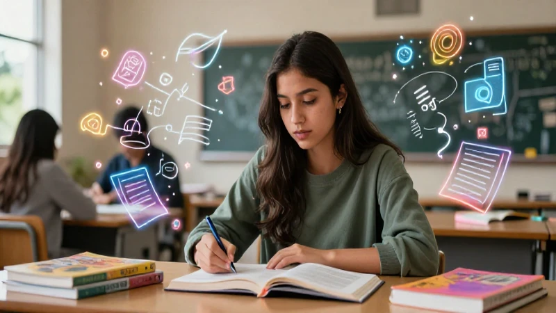Sujeto y Predicado: 100 Ejemplos de Oraciones Claras 8 Estudiante moderna en entorno educativo vibrante de México