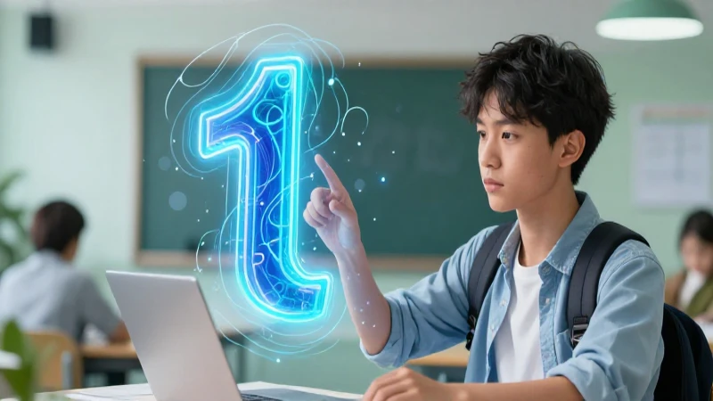 Estudiante aprende con conceptos digitales brillantes