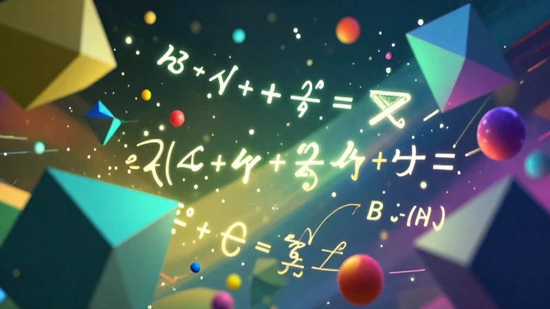 Ilustración educativa de álgebra con estética vibrante