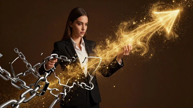 Mujer profesional libre, simbolizada por luz y oro