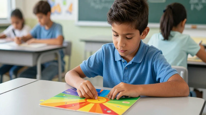 Estudiante mexicano enfocado en puzzle colorido