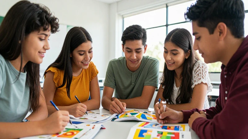Estudiantes mexicanos colaborando en aula