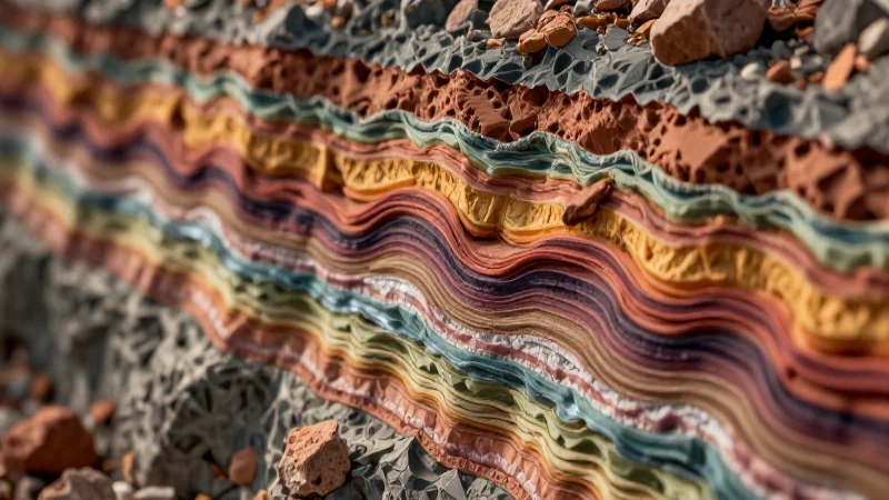 Capas geológicas detalladas con iluminación dramática