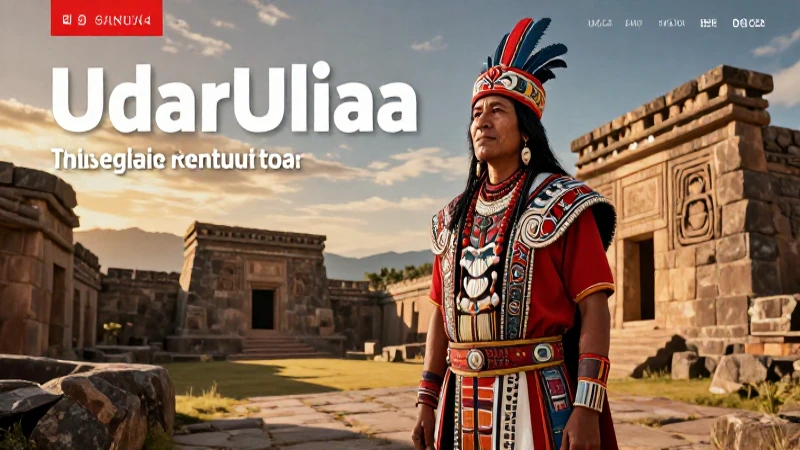 Ilustración educativa inspiradora de una figura indígena en ruinas incas