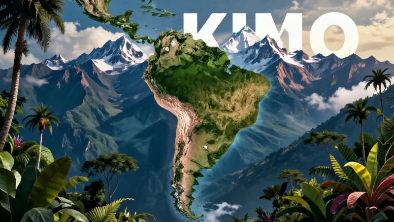 Ilustración digital vibrante y detallada de Sudamérica