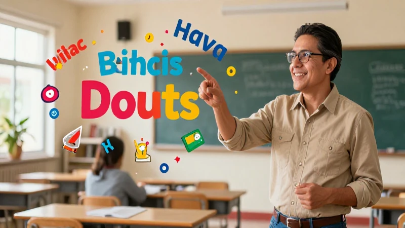 Educador mexicano enseñando vocabulario vibrante