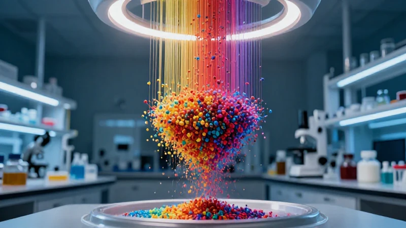 Partículas coloridas en laboratorio, estilo dramático