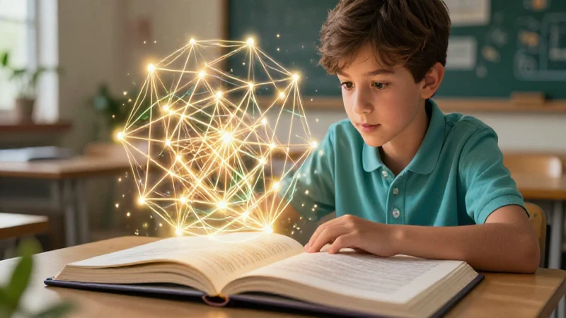 Ilustración educativa vibrante con enfoque geométrico