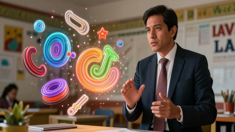 Educador profesional con conceptos lingüísticos vibrantes
