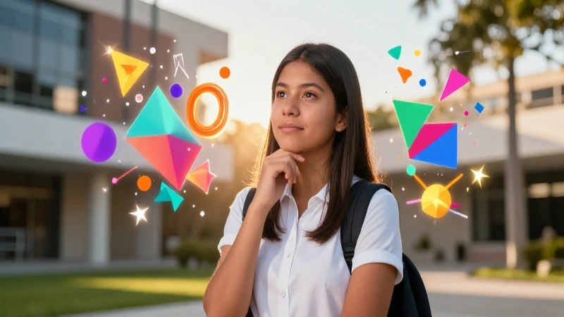 Joven mexicano reflexivo rodeado de ideas brillantes