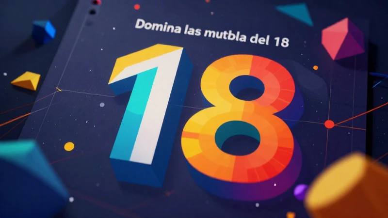 Ilustración moderna para aprender la tabla del 18